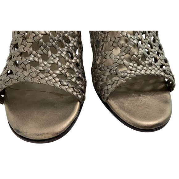 Brighton Womens Realm Sandal Shoe Size 6M Pewter Grey Peep Toe Wedge 6800 GUC - Picture 7 of 10